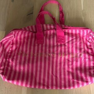 Victoria's Secret Hot Pink and Light Pink Striped Tote
